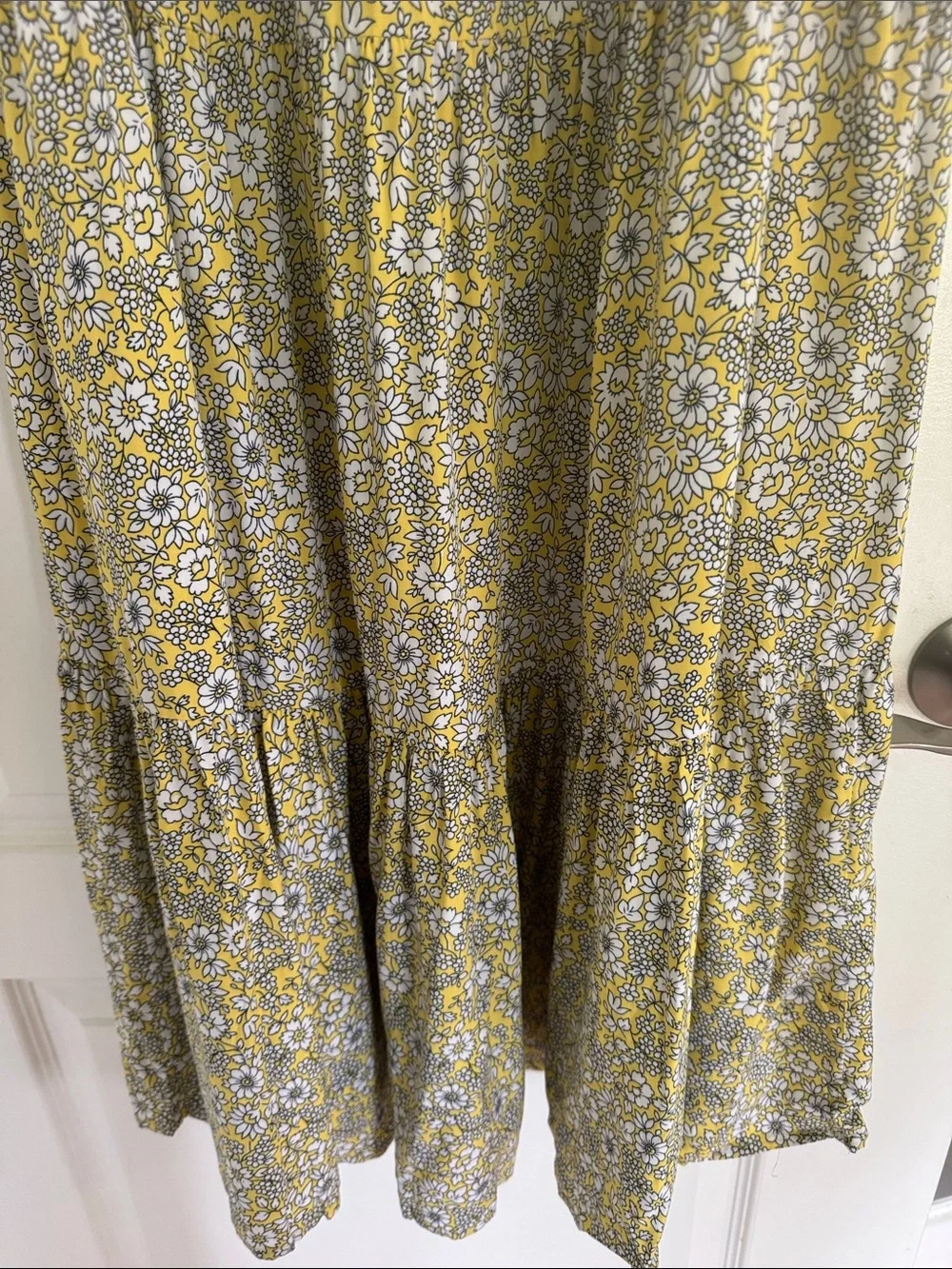 NWT J.Crew Yellow Floral Maxi Dress Medium Cottagecore Puff Sleeve Smocked Boho
